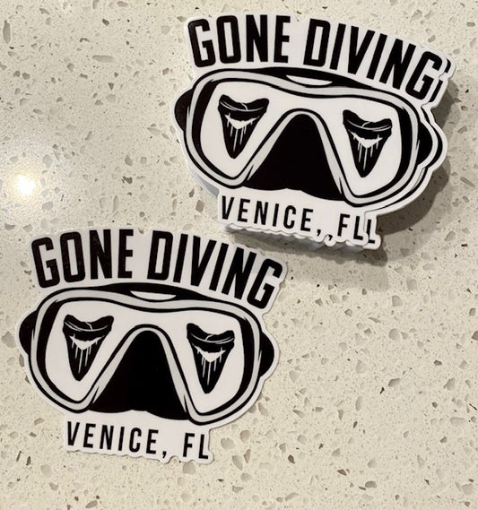 Gone Diving - Venice, FL: Vinyl Logo Sticker