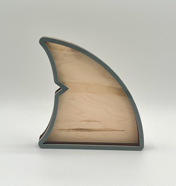 "Fin" Shaped Shark Tooth Holder - Grey Acrylic