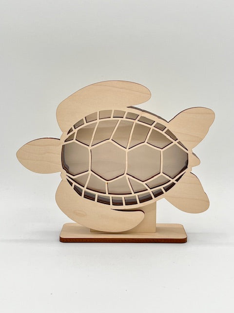 Turtle Shaped Shark Tooth Holder - Natural Finish